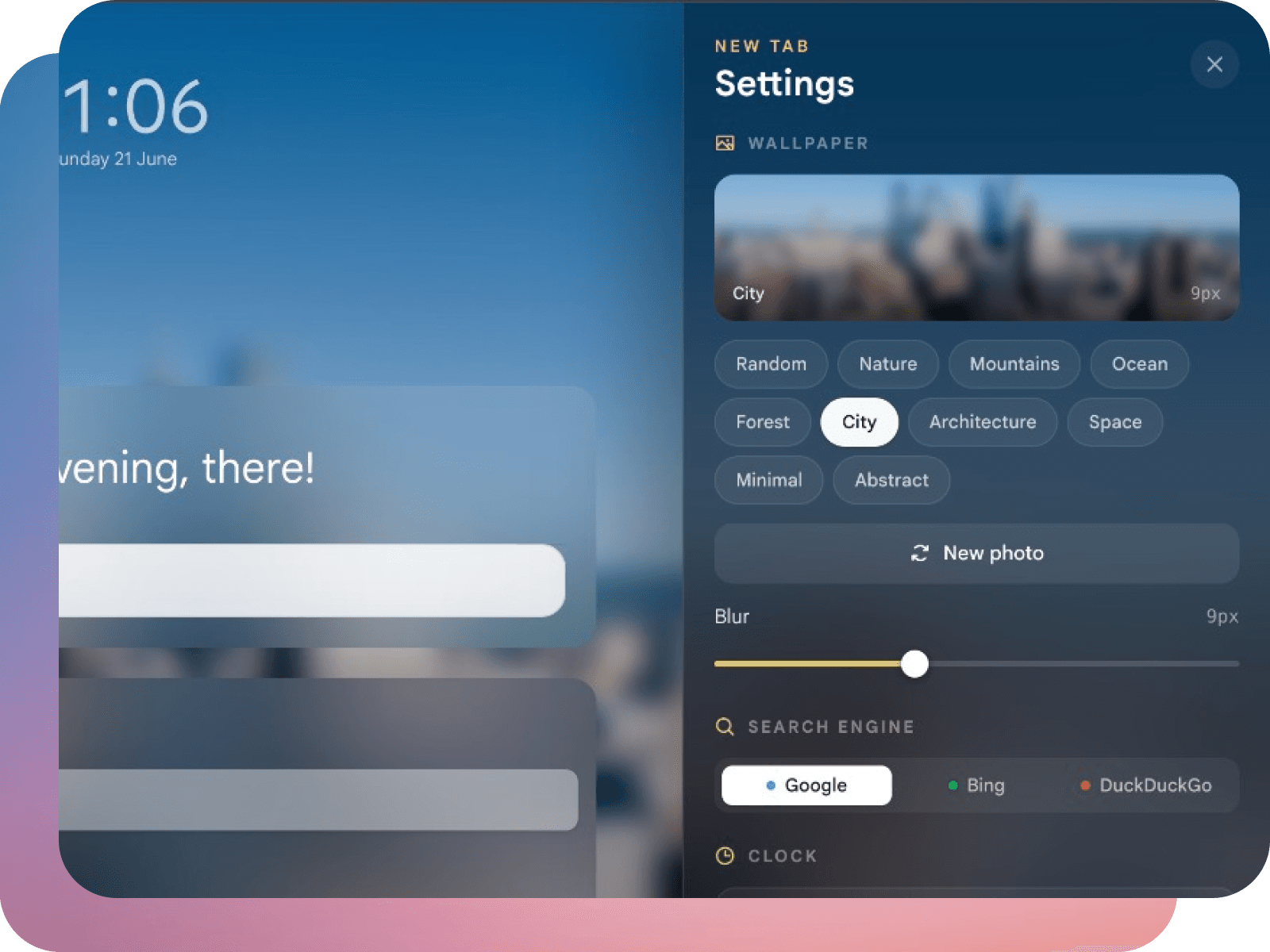 Customize your Slaet new tab