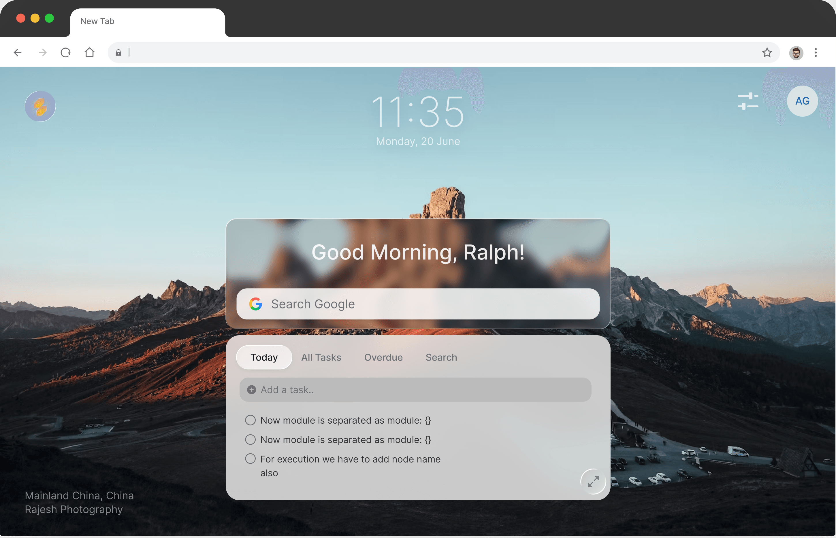 Slaet new tab — add tasks where you browse