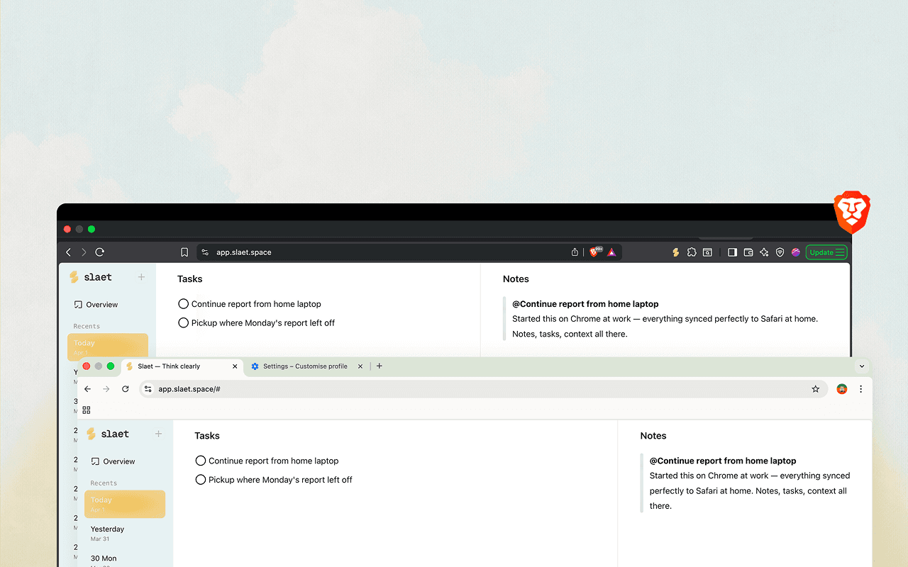 Save locally or sync across browsers